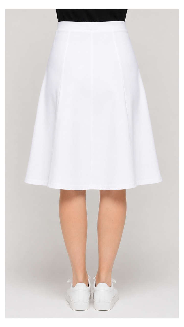 Stretch Knit Denim Panel Skirt - White Denim