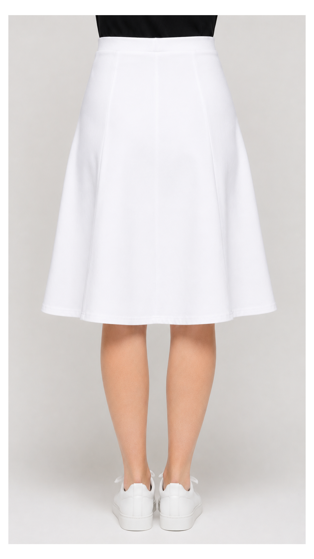 Knit Denim Panel Skirt - White Denim