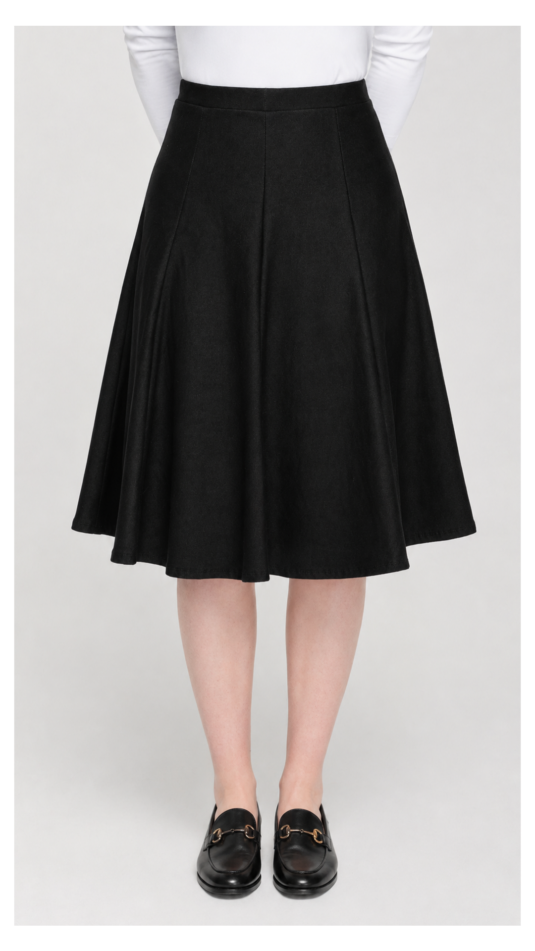 Stretch Knit Denim Panel Skirt