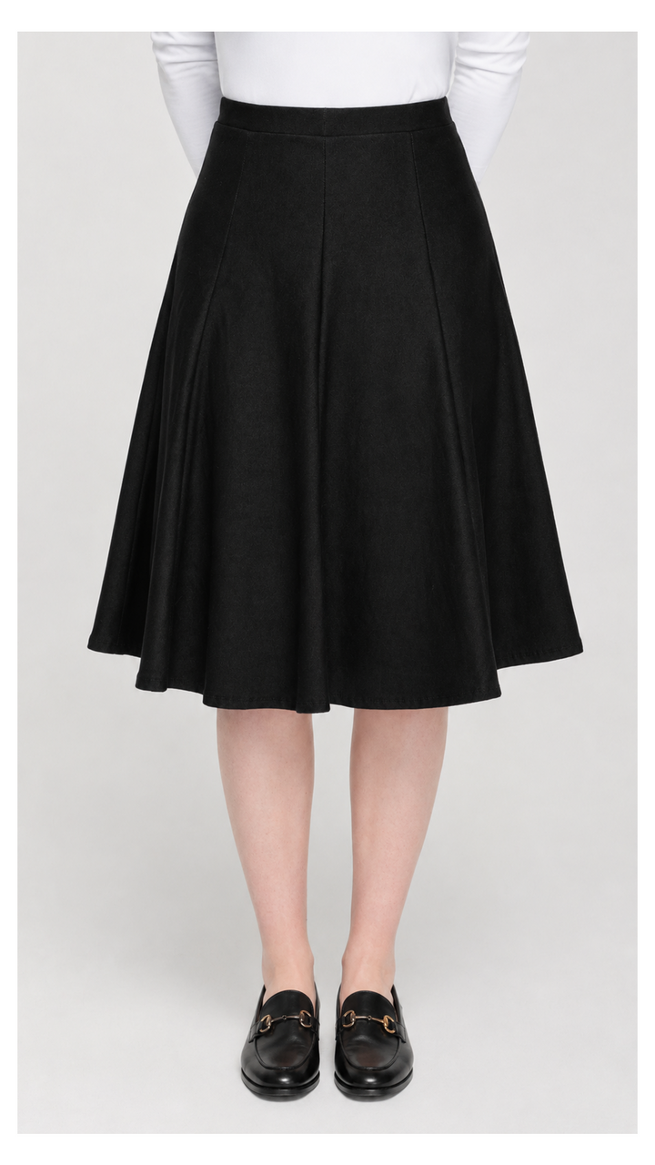 Stretch Knit Denim Panel Skirt