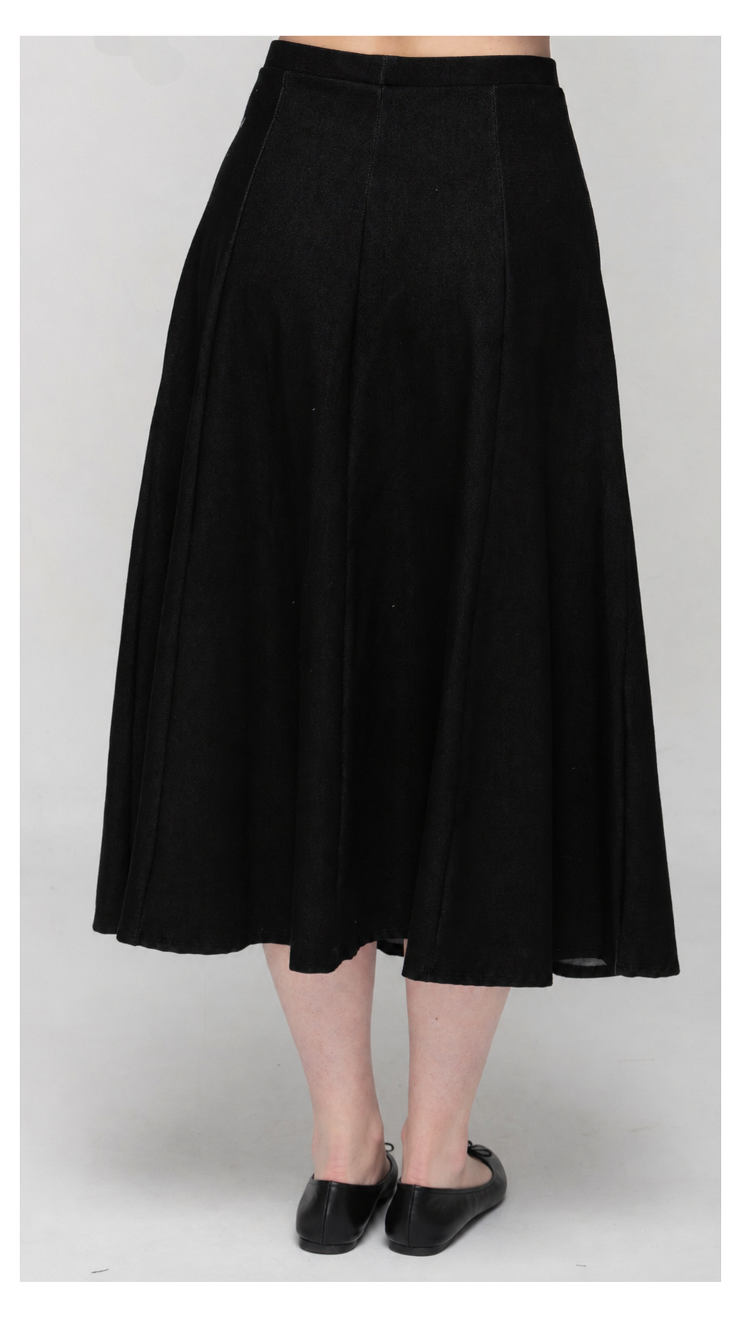 Stretch Knit Denim Panel Skirt - Black Denim 33"