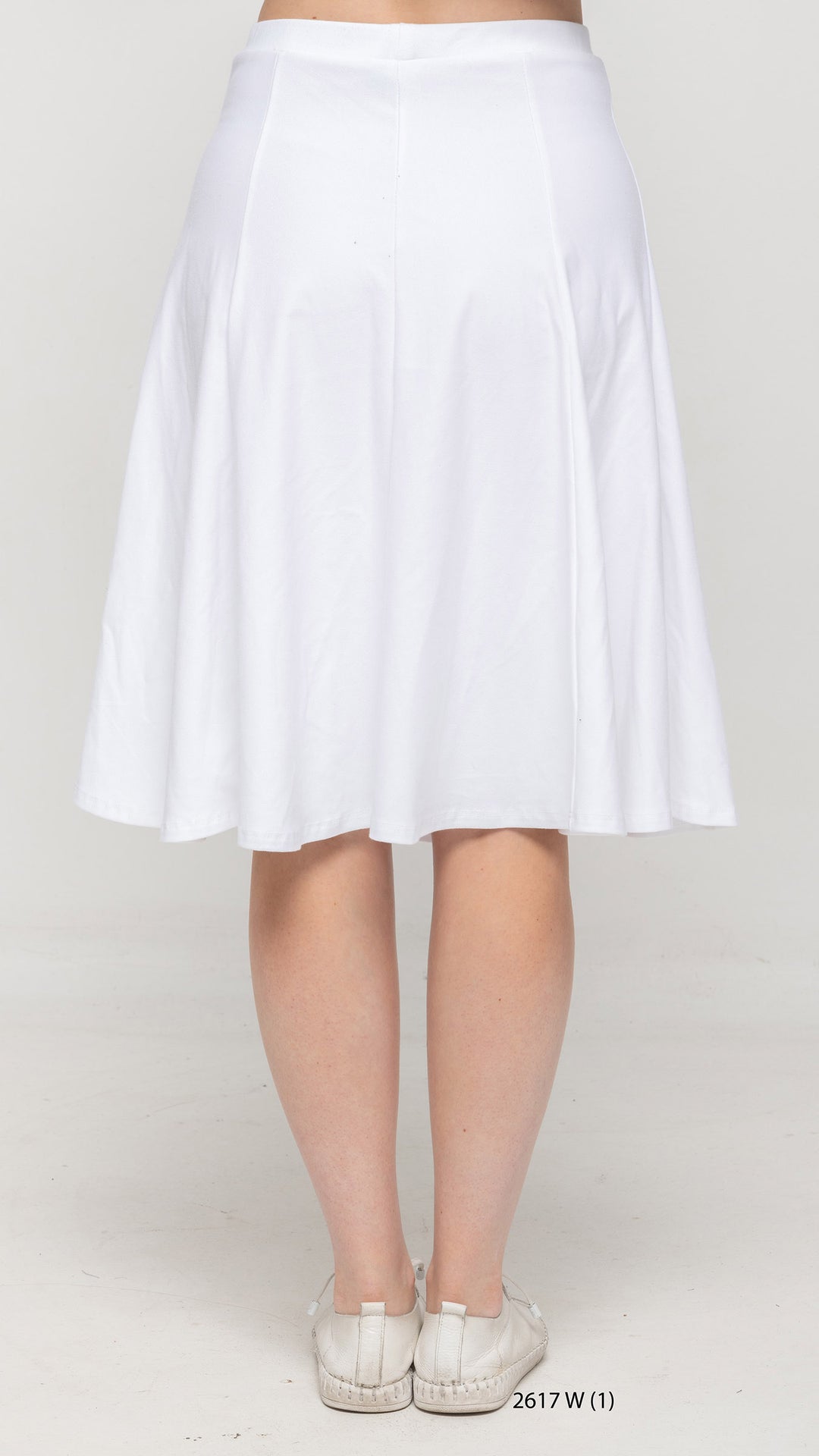 Stretch Knit Denim Panel Skirt - White Denim