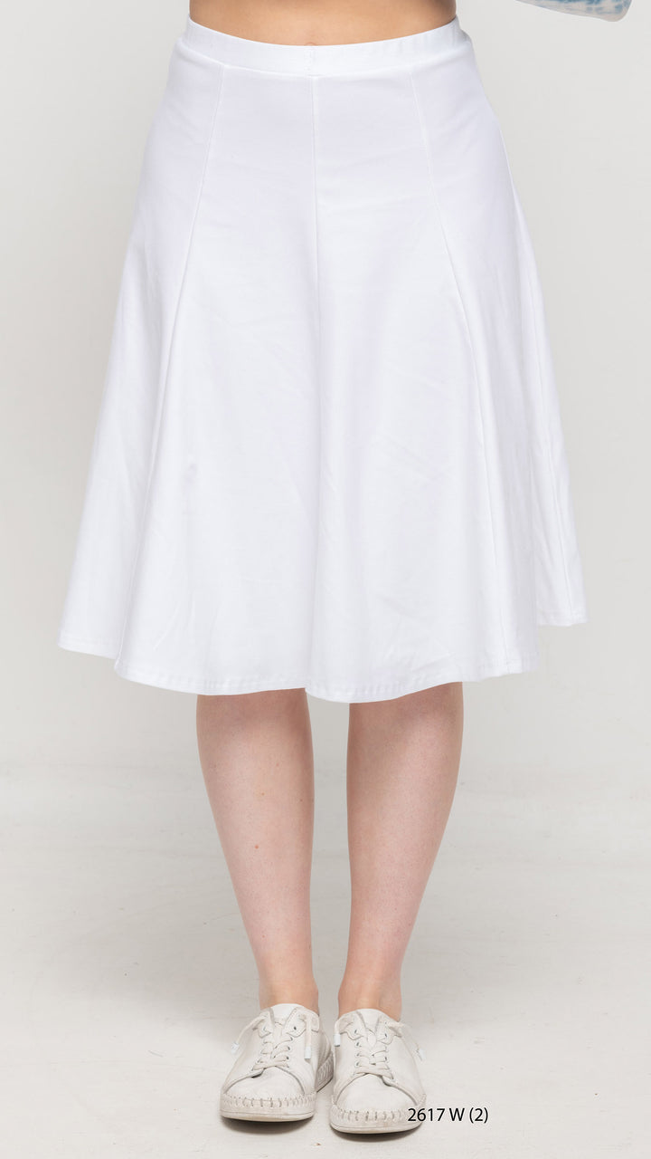 Stretch Knit Denim Panel Skirt - White Denim