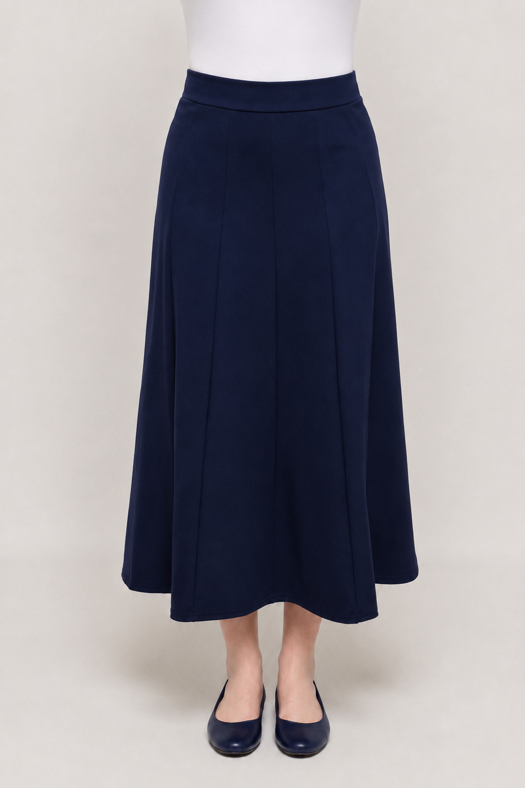 KMW 4833 navy panel skirt 33 inch hero front view