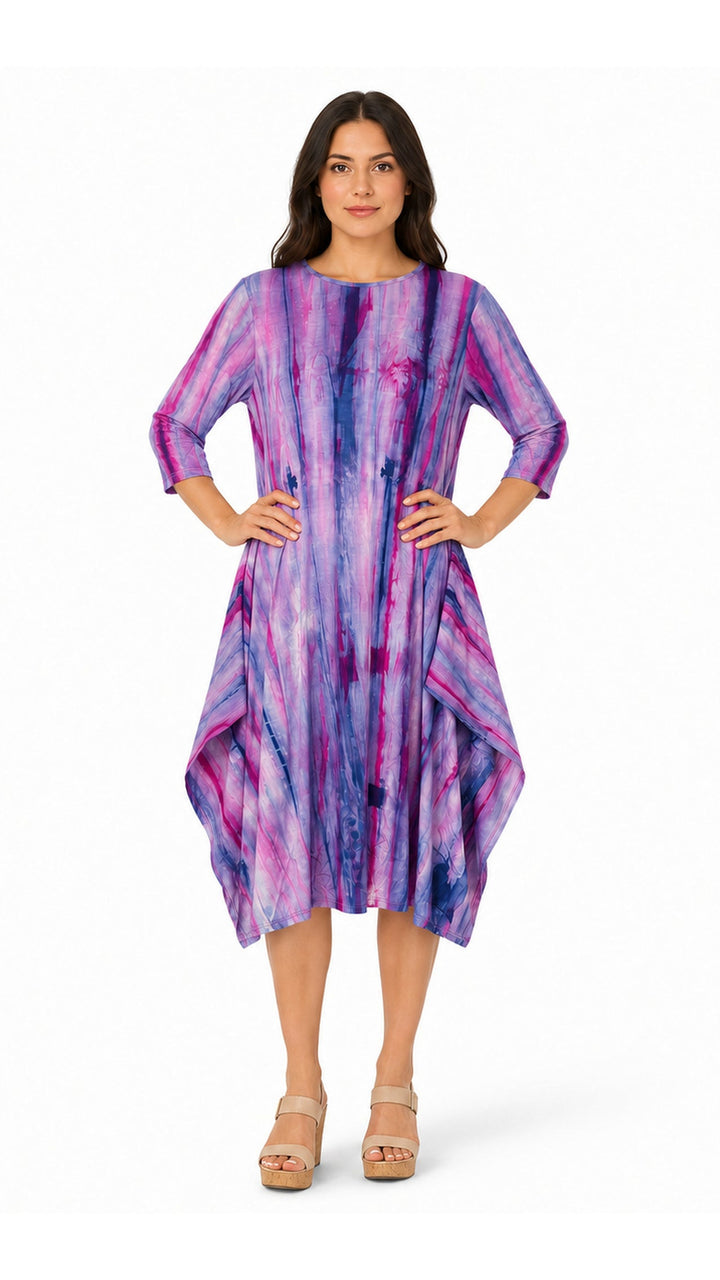 Boho Dress Blue Hot Pink Tie Dye