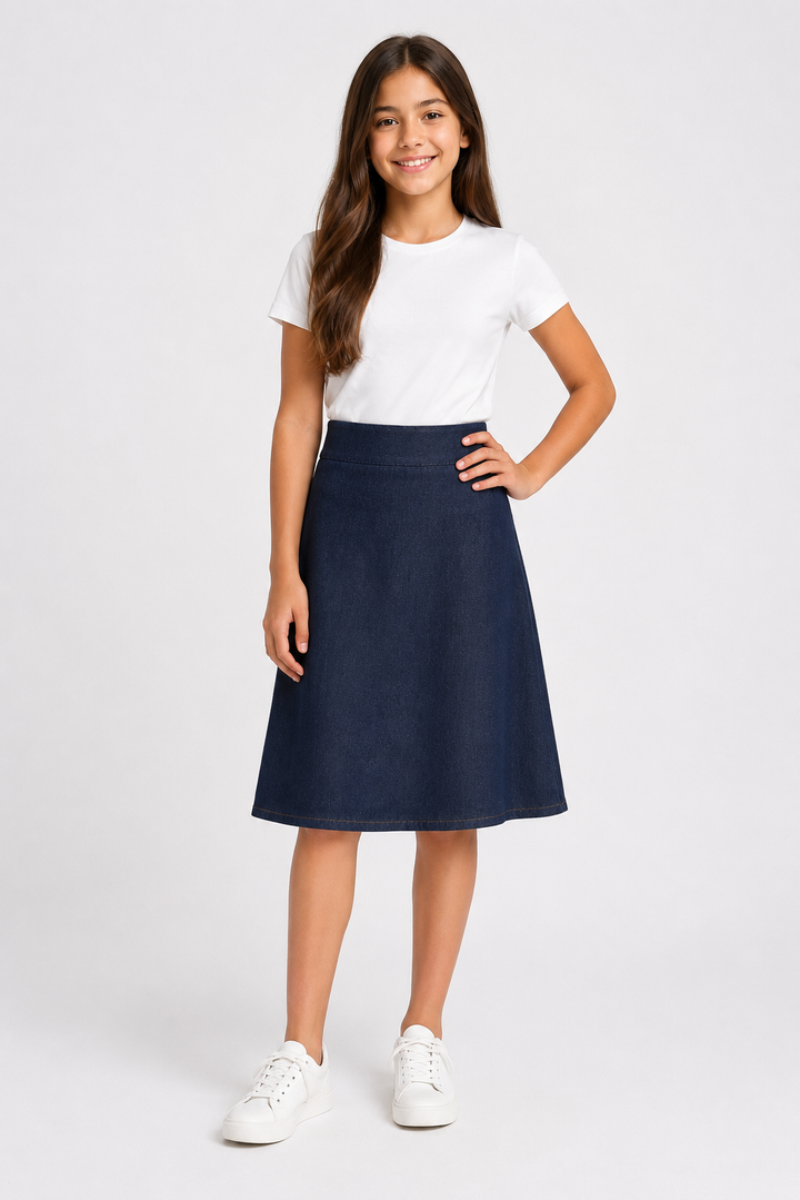 Girls  Flare Skirt - Stretch Denim