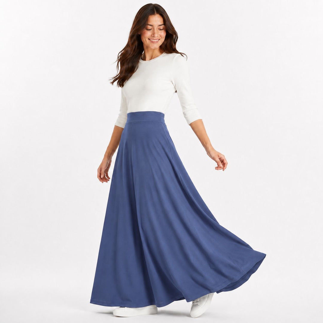 Bamboo Jersey Maxi Skirt - Denim