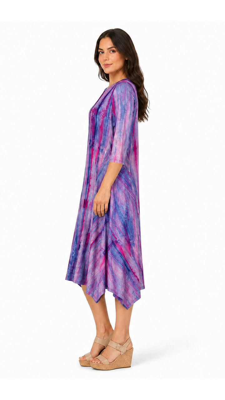 Boho Dress Blue Hot Pink Tie Dye