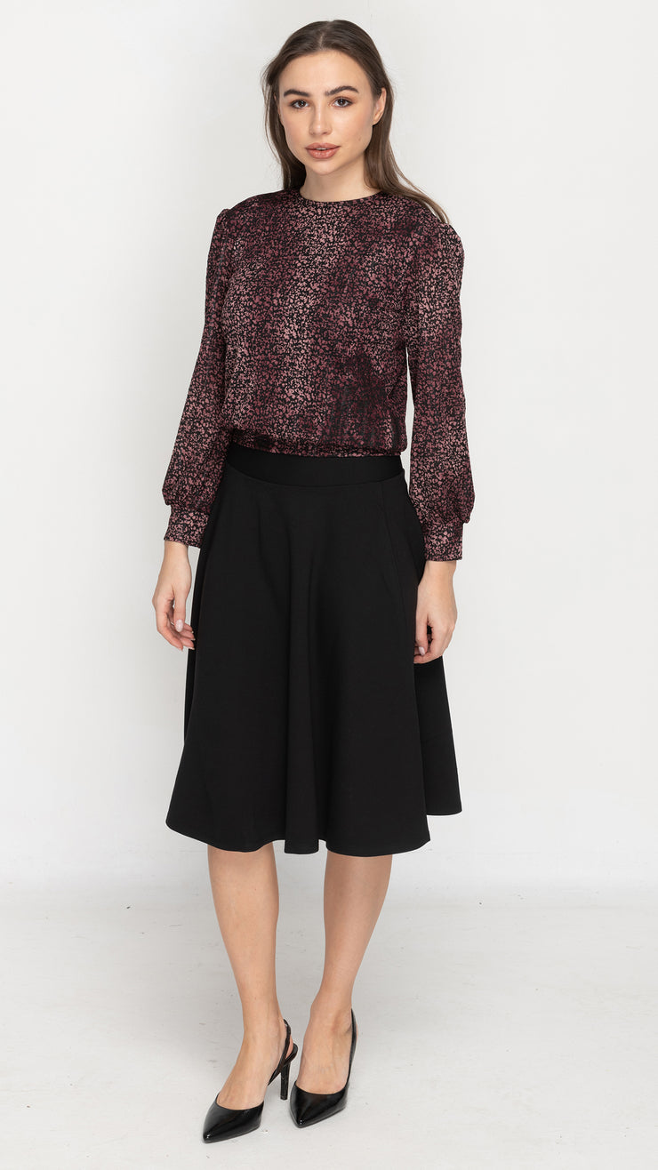 Puff Sleeve Top - Wine Burnout