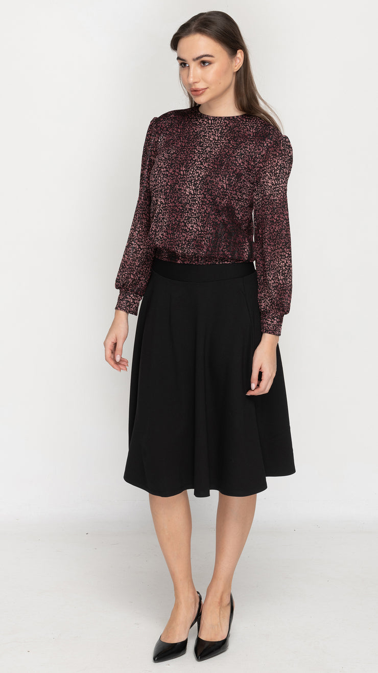 Puff Sleeve Top - Wine Burnout