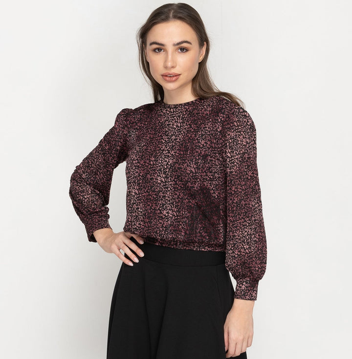 Puff Sleeve Top - Wine Burnout