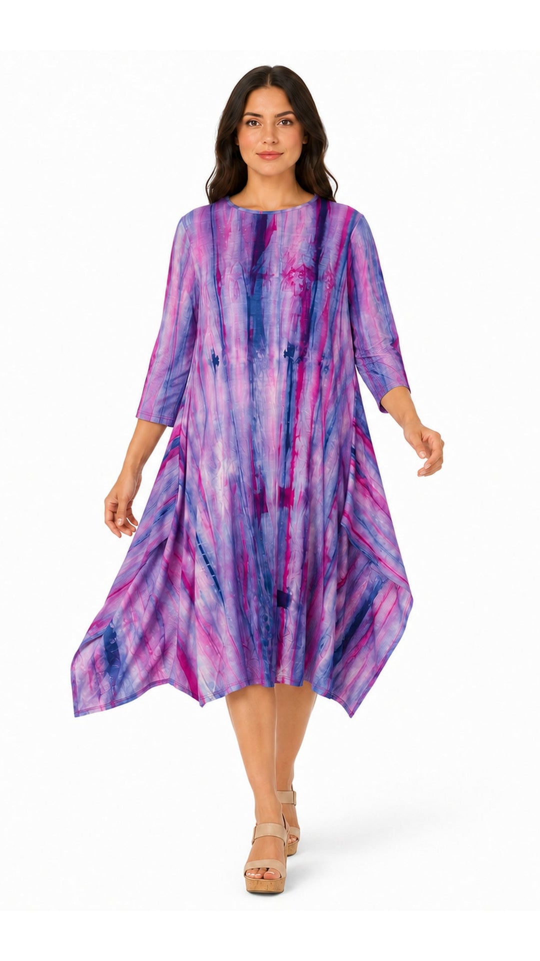 Boho Dress Blue Hot Pink Tie Dye