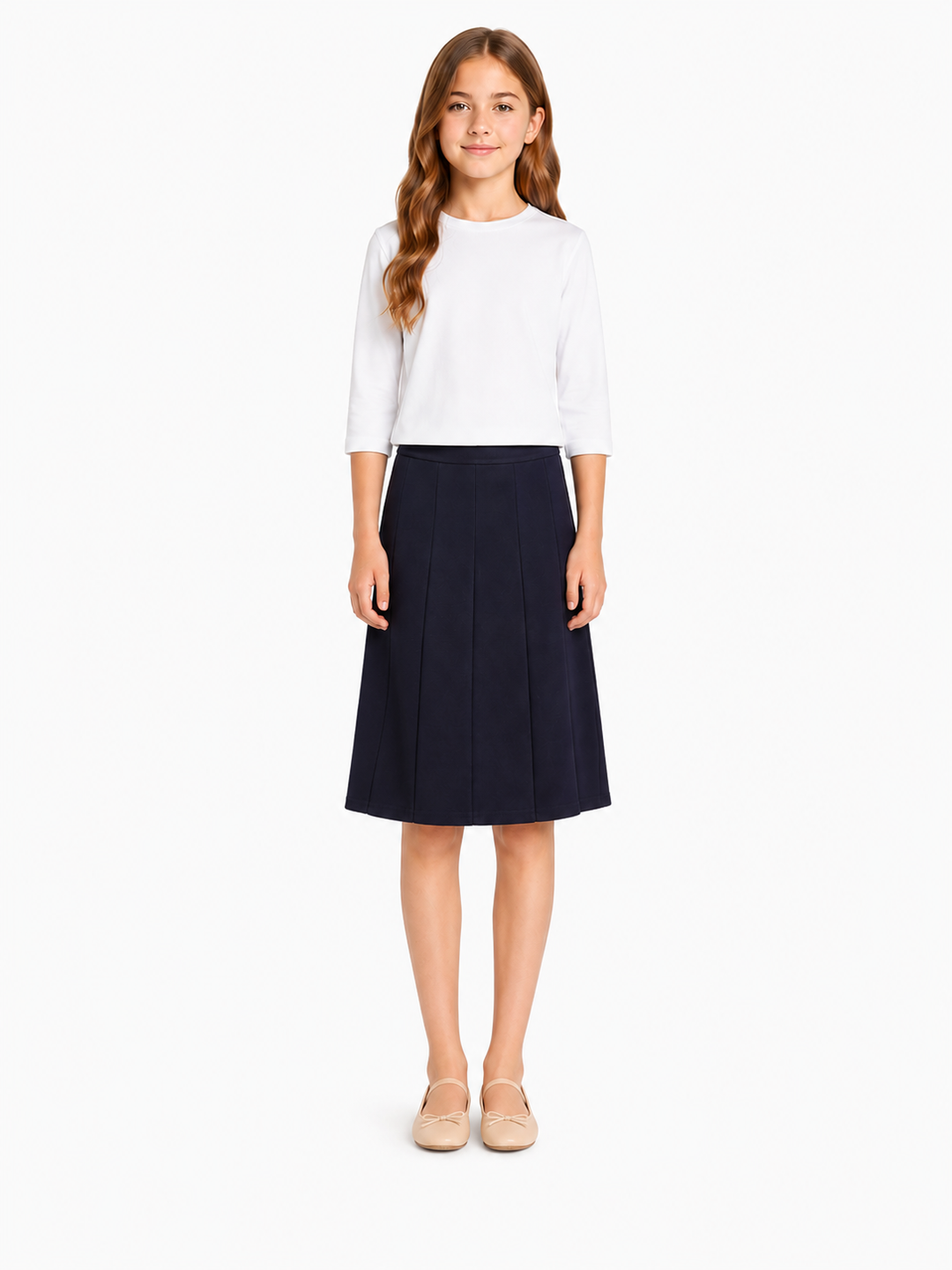 Girls Panel Skirt - Navy