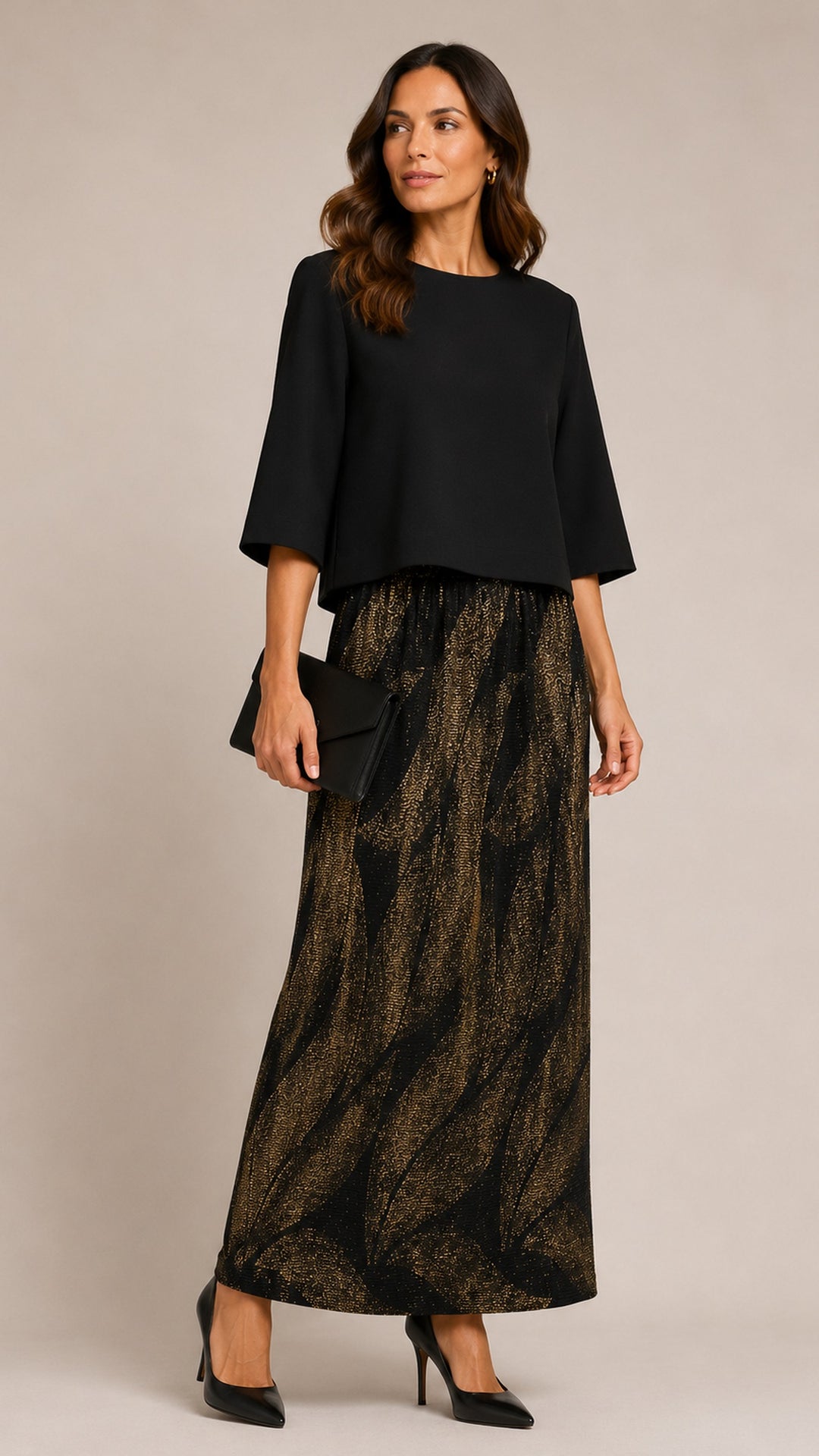 Elegant Maxi Skirt, gold shimmer