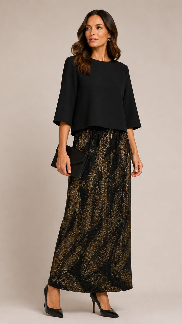 Elegant Maxi Skirt, gold shimmer