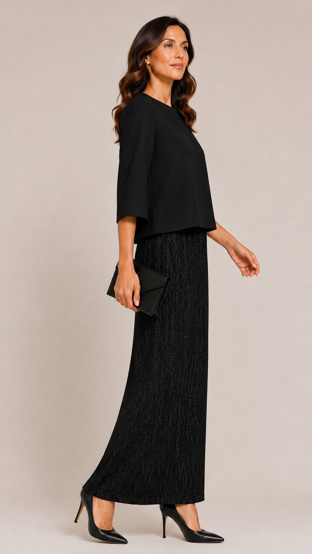 Elegant Maxi Skirt, silver lurex