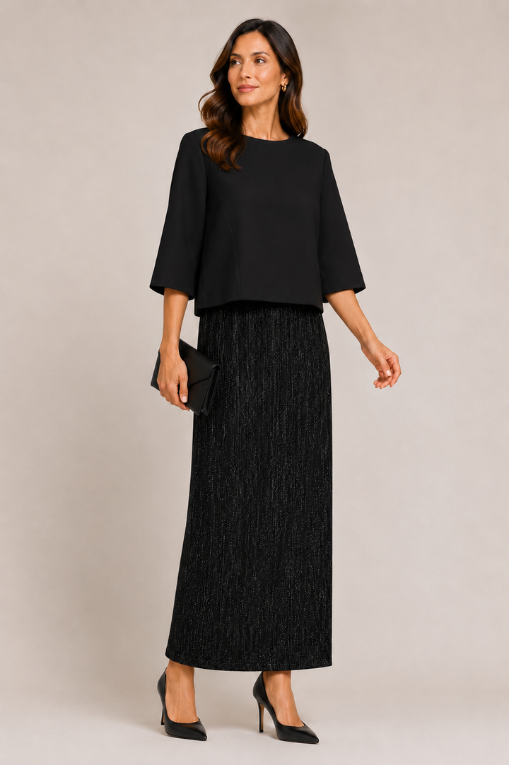 Elegant Maxi Skirt Silver Lurex