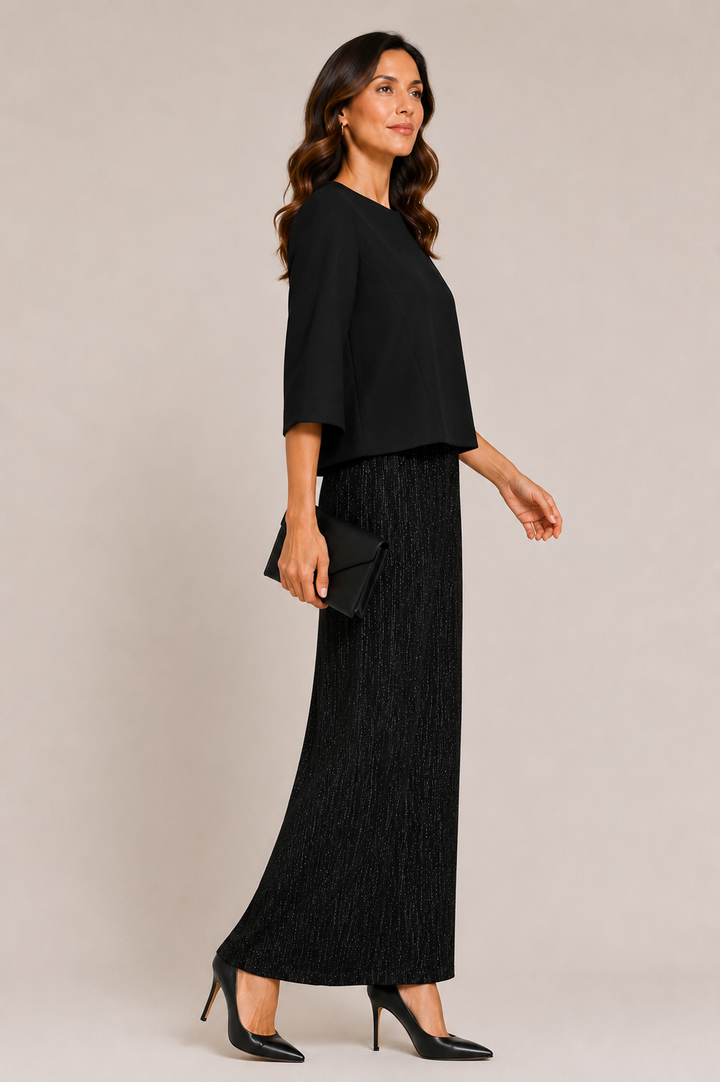 Elegant Maxi Skirt Silver Lurex