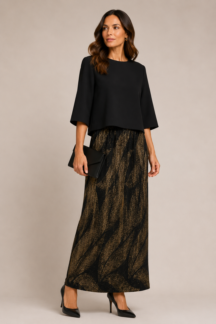 Elegant Maxi Skirt Gold Shimmer