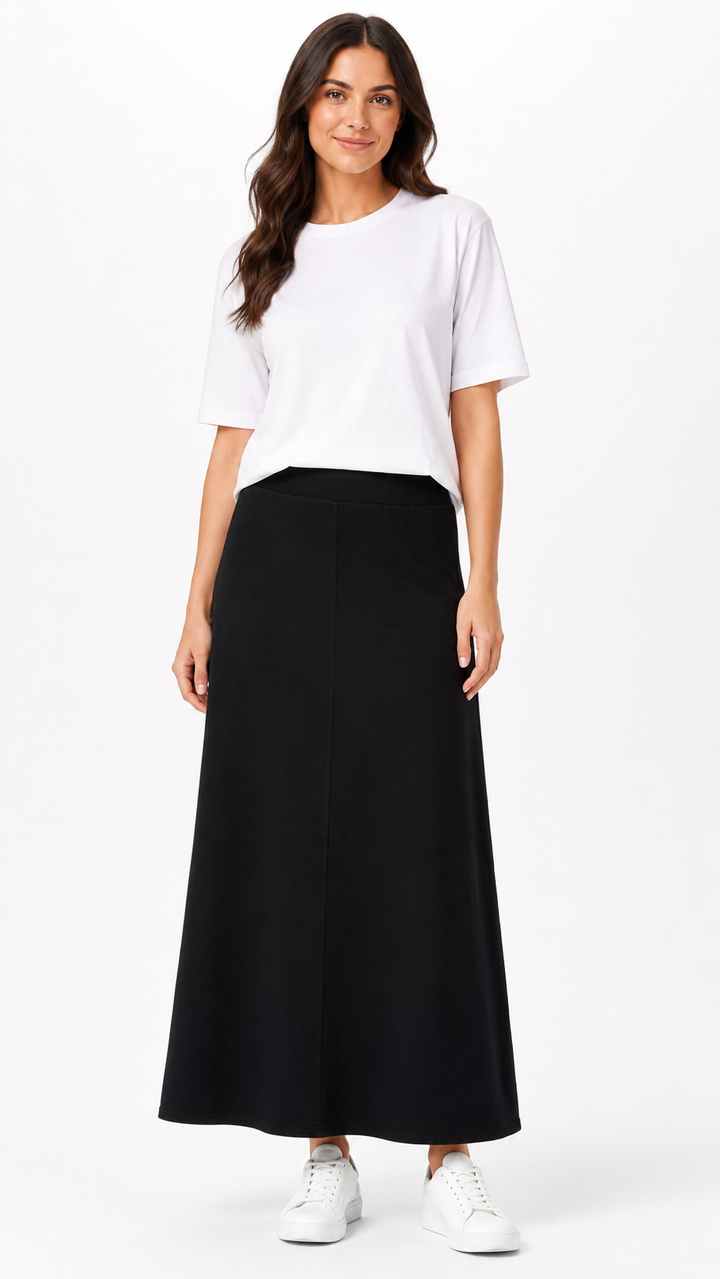 Soft Terry Maxi Skirt - Black