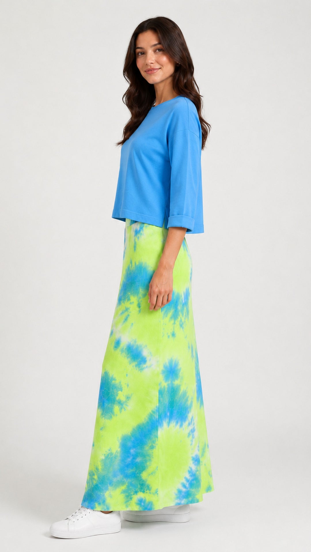 Neon Yellow Tie Dye Maxi Skirt