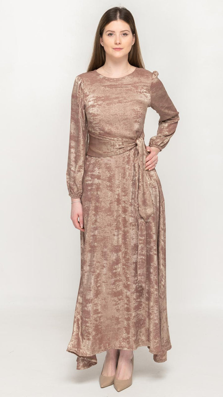 Side Tie Maxi Dress - Pink Shimmer