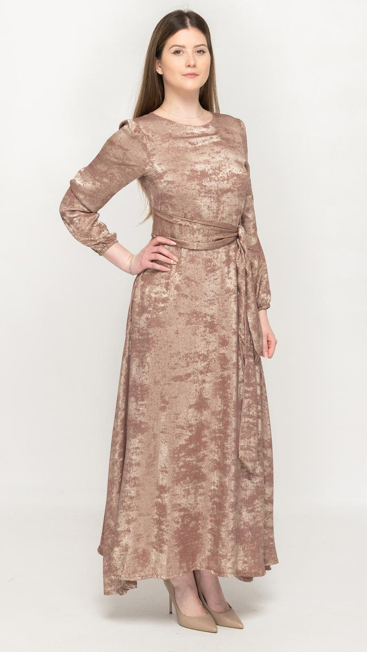 Side Tie Maxi Dress - Pink Shimmer