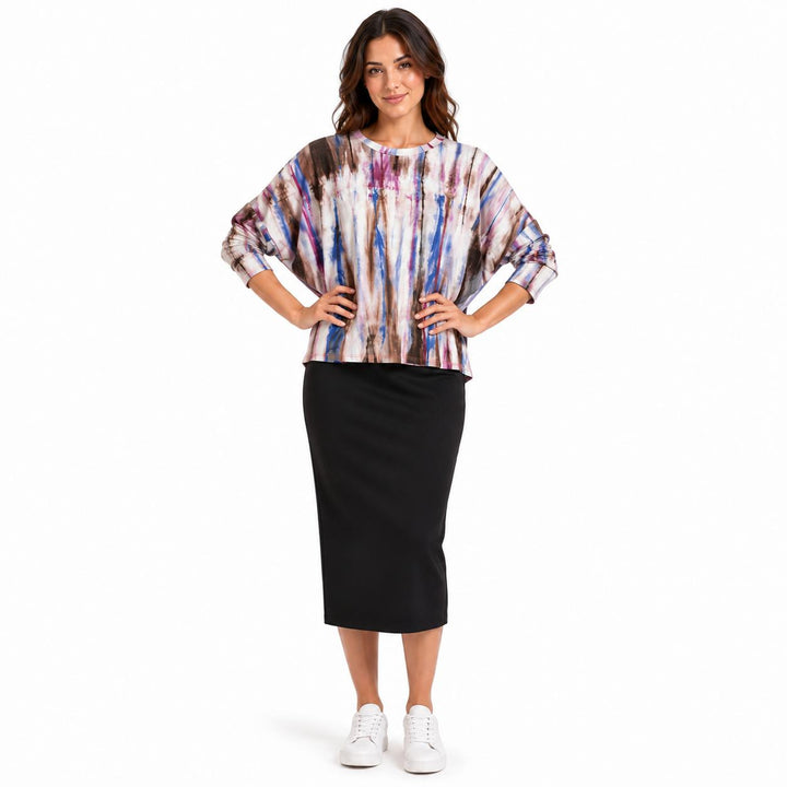 Dolman Jersey Monkey Top Brown Pink Tie Dye