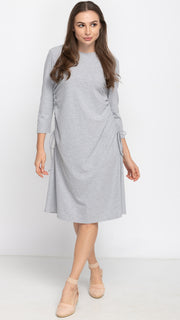 Rib Ruched Dress - Grey Rib