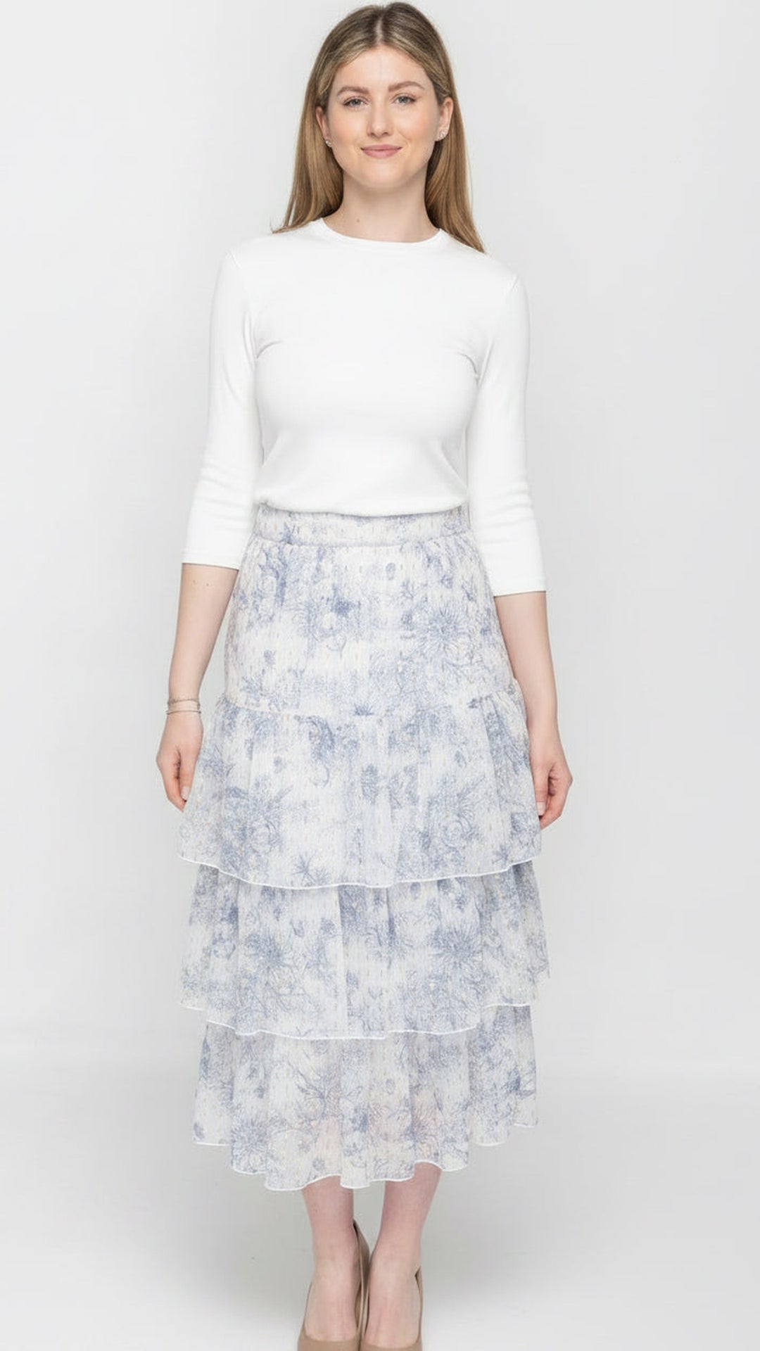 Ruffle Skirt, blue toile