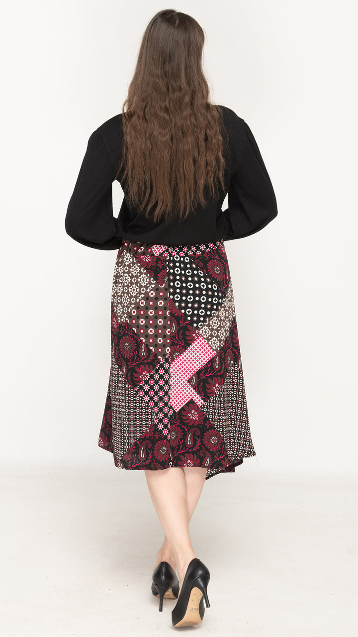 Asymmetrical Skirt - Purple Paisley Patchwork