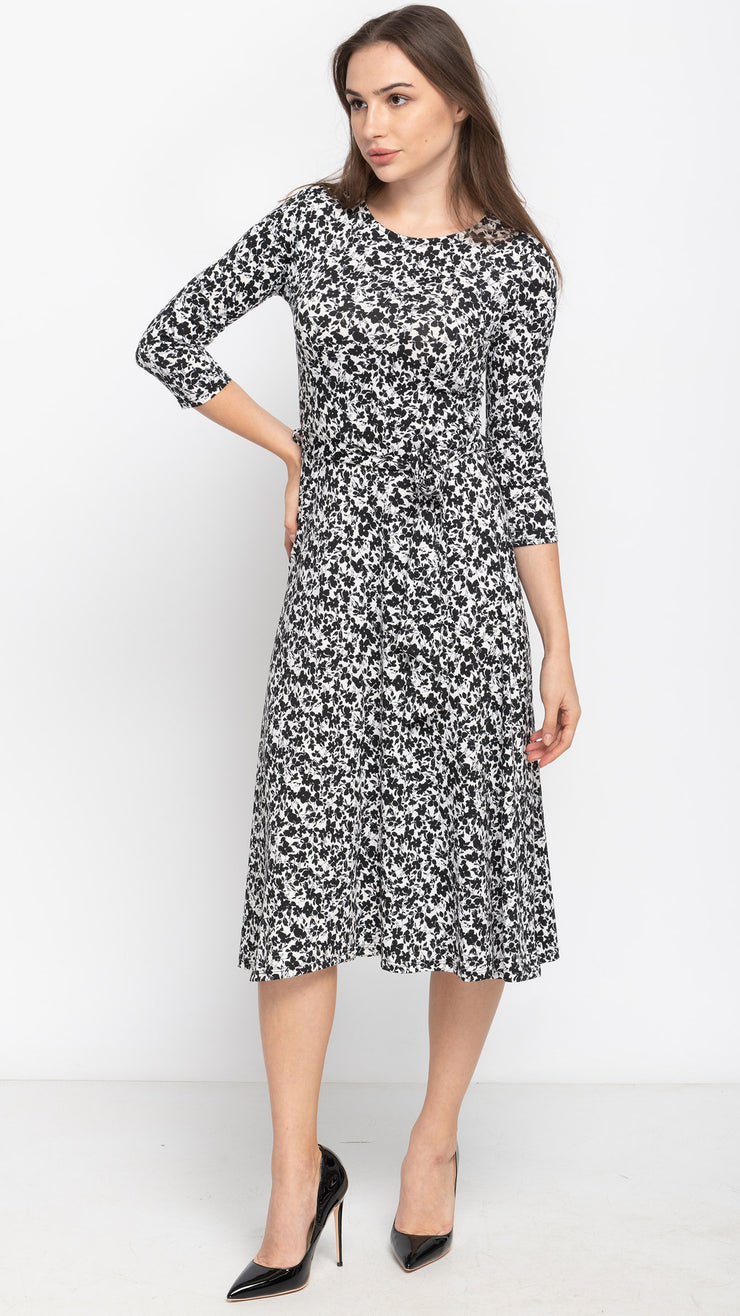 Belted Midi Dress - Ditsy Floral