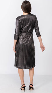 A line  Dress - Metallic Pleated
