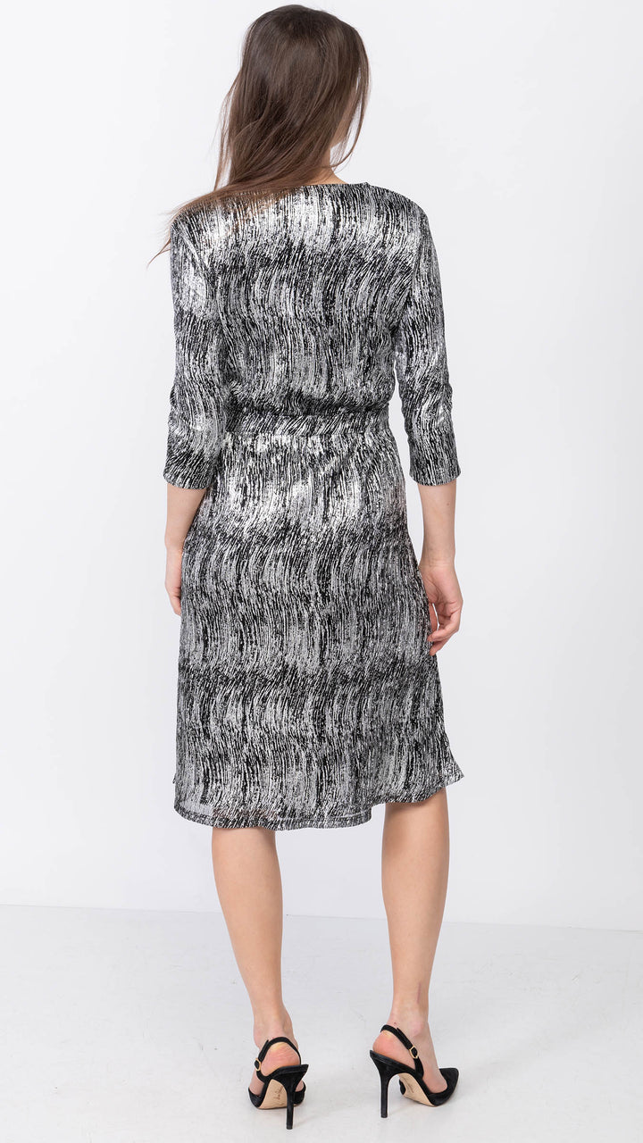 A-Line Dress - Silver/Black Crinkle