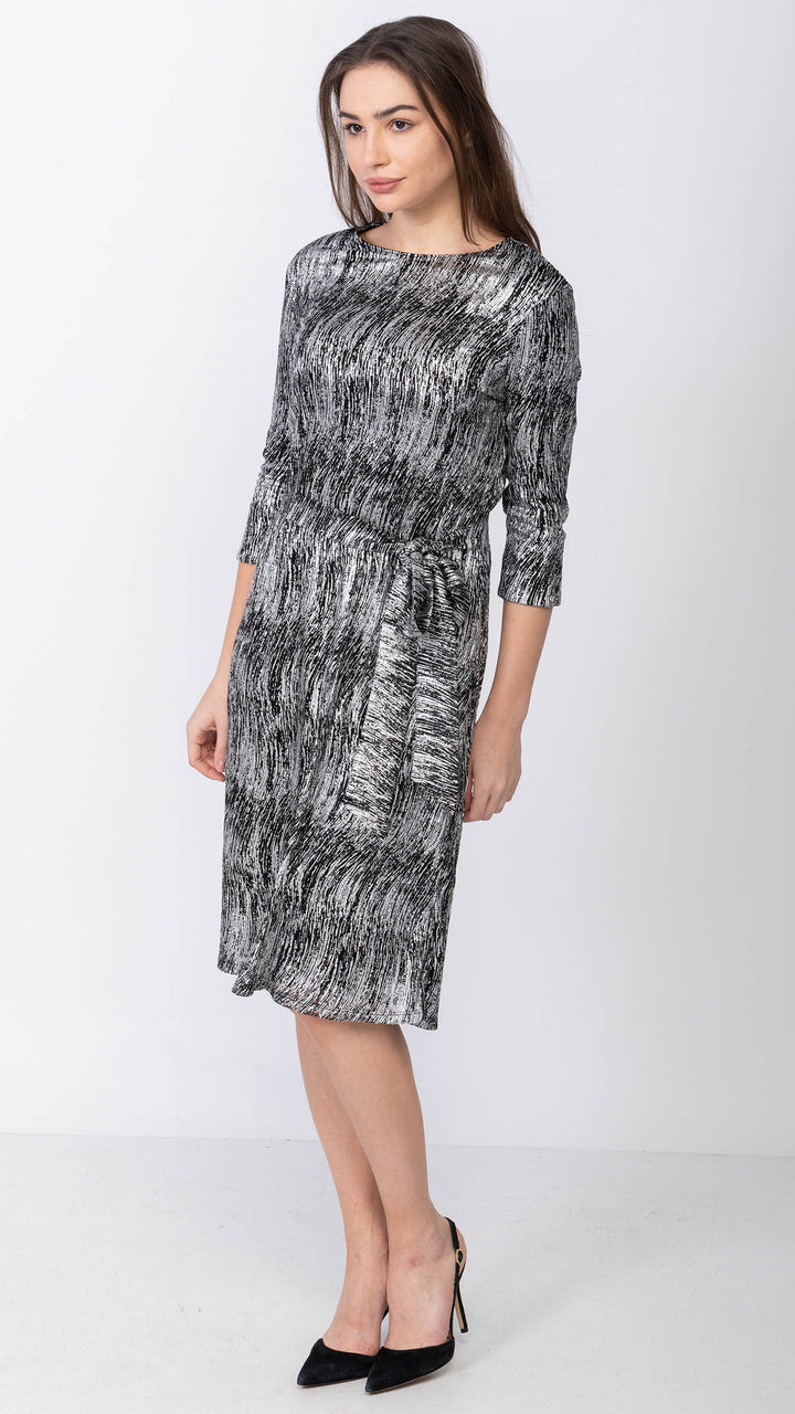 A-Line Dress - Silver/Black Crinkle