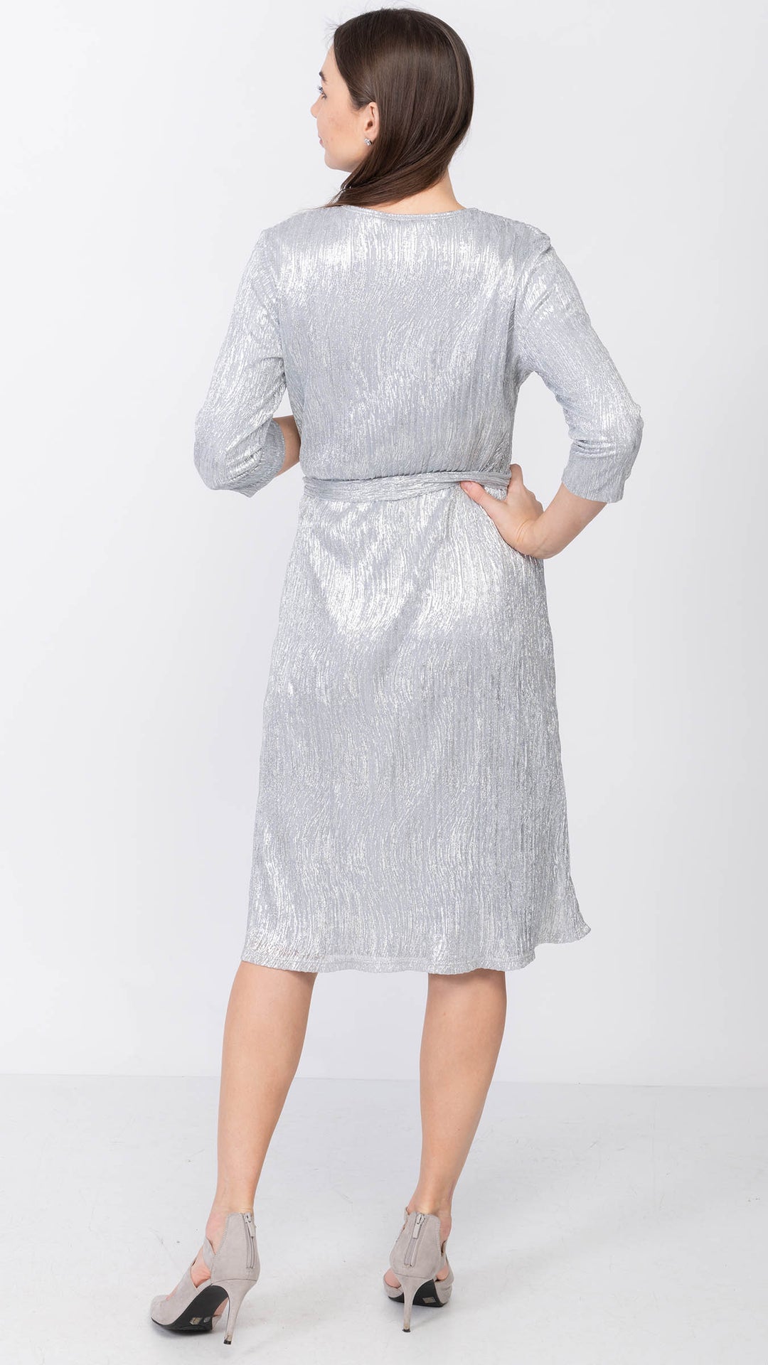 A-Line Dress - Silver Pleated