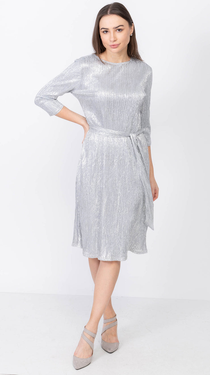 A line  Dress - Silver Pleated *XS & SMALL ONLY*