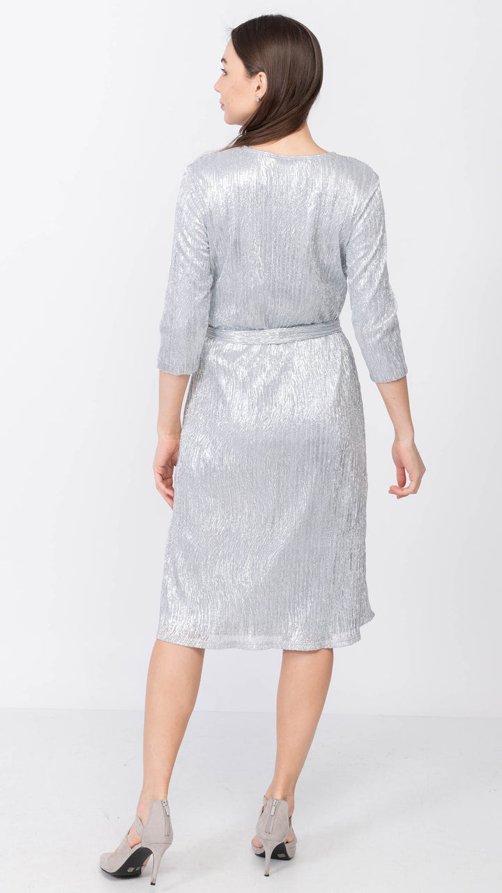 A-Line Dress - Silver Pleated