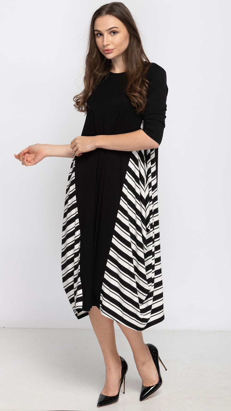 Boho Dress- Black Stripes