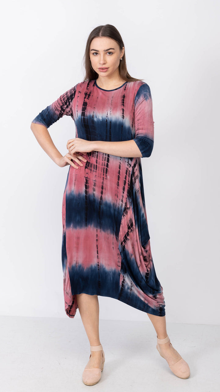 Boho Dress - Navy/Rose Tie Dye