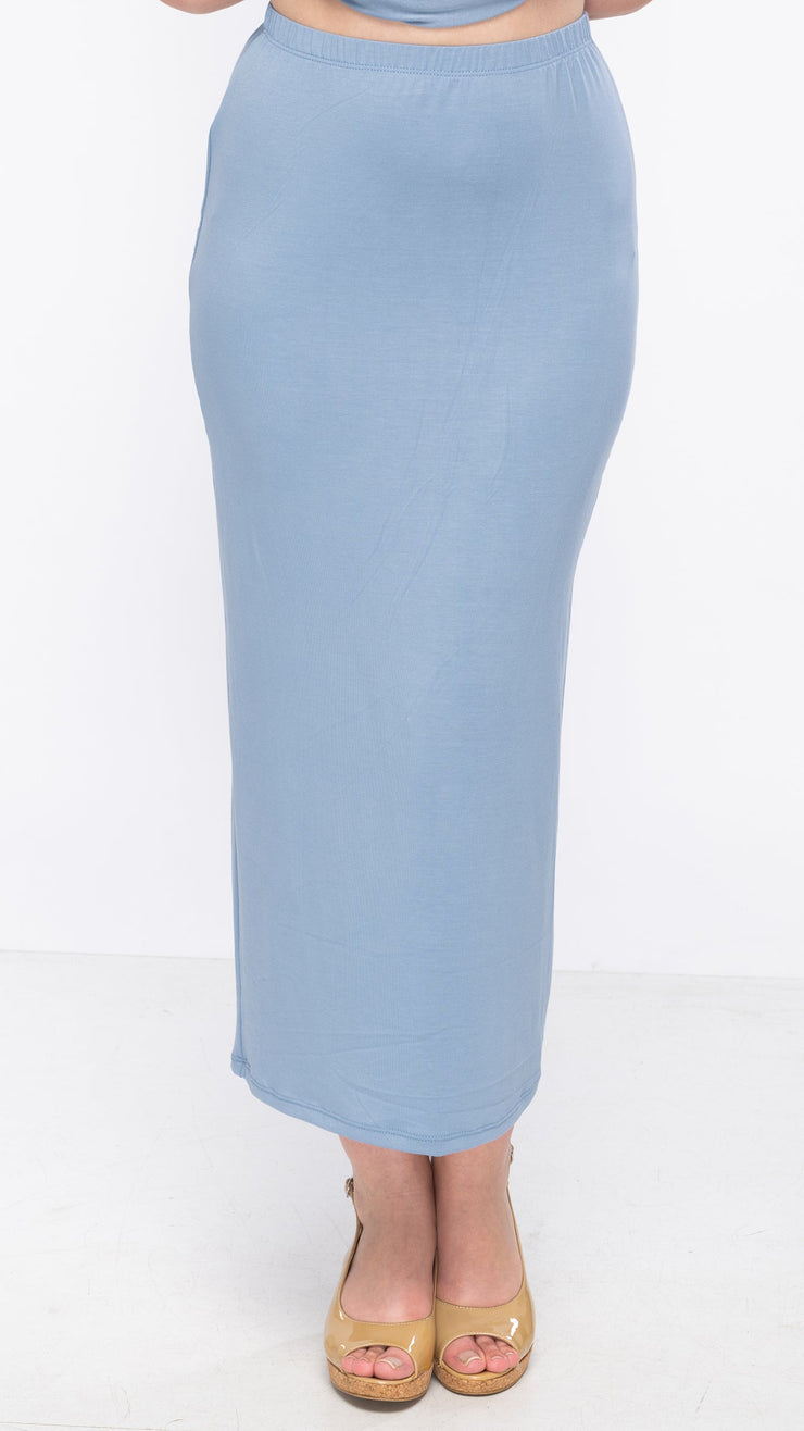 KMW Midi Tube Skirt -  Dusty Blue Bamboo Jersey *XS ONLY*