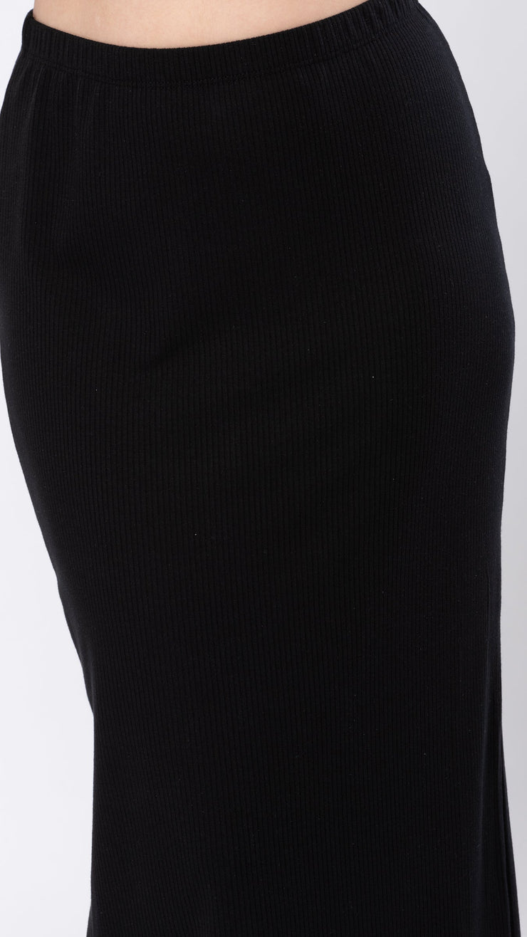 Midi Tube Skirt- Black Rib