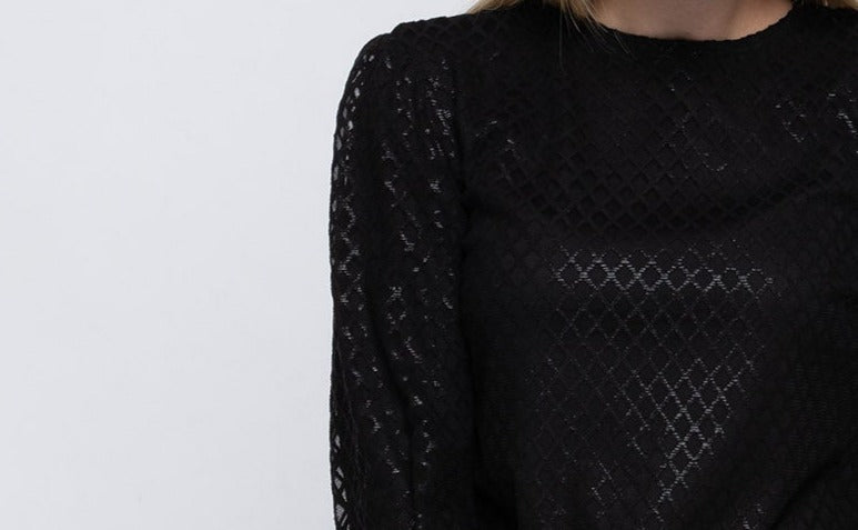 Puff Sleeve Top - Black Diamonds