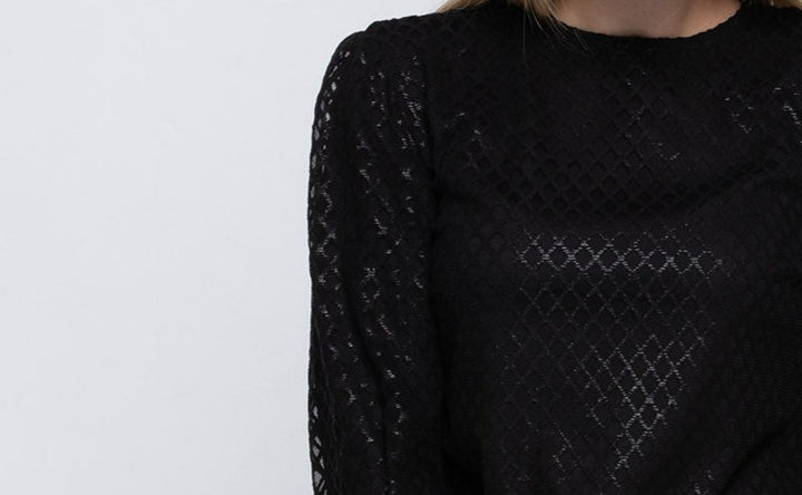 Puff Sleeve Top - Black Diamonds