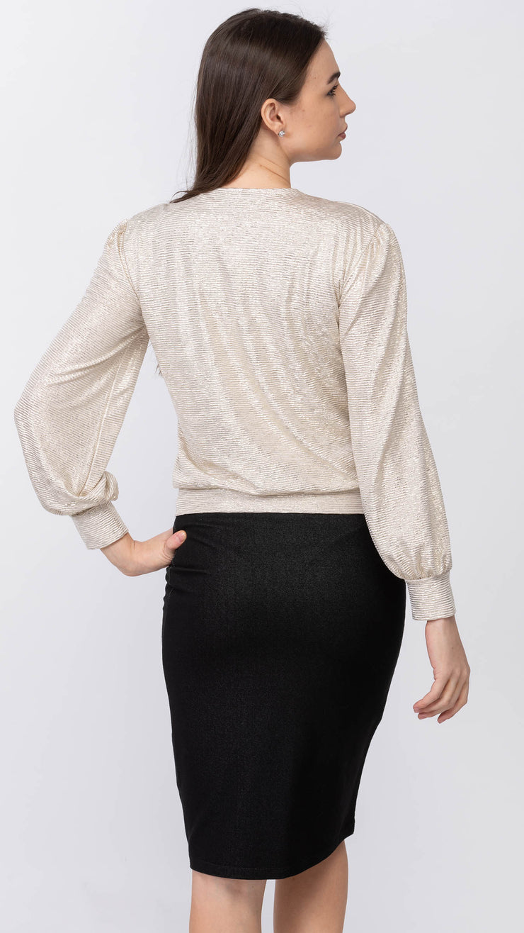 Puff Sleeve Top - Gold Crinkle