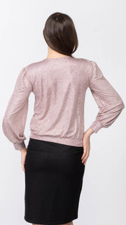 Puff Sleeve Top - Pink Crinkle *XS ONLY*