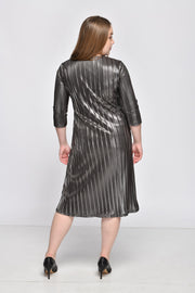 A line  Dress - Metallic Pleated