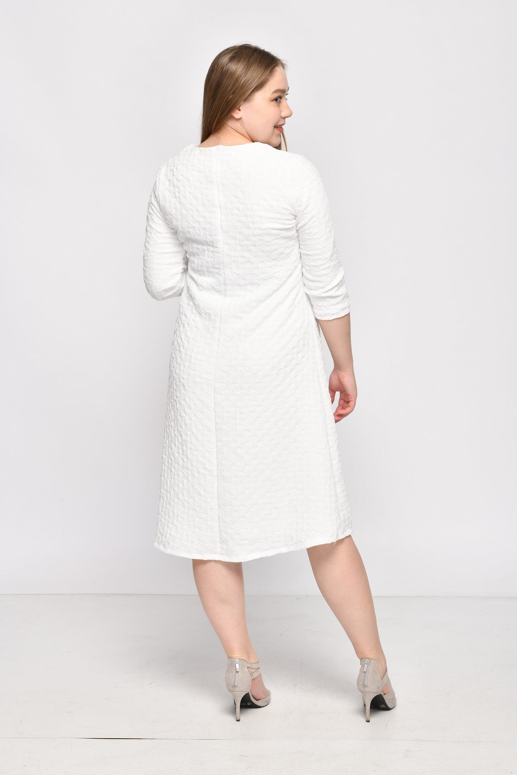 A-Line Dress - White Jacquard