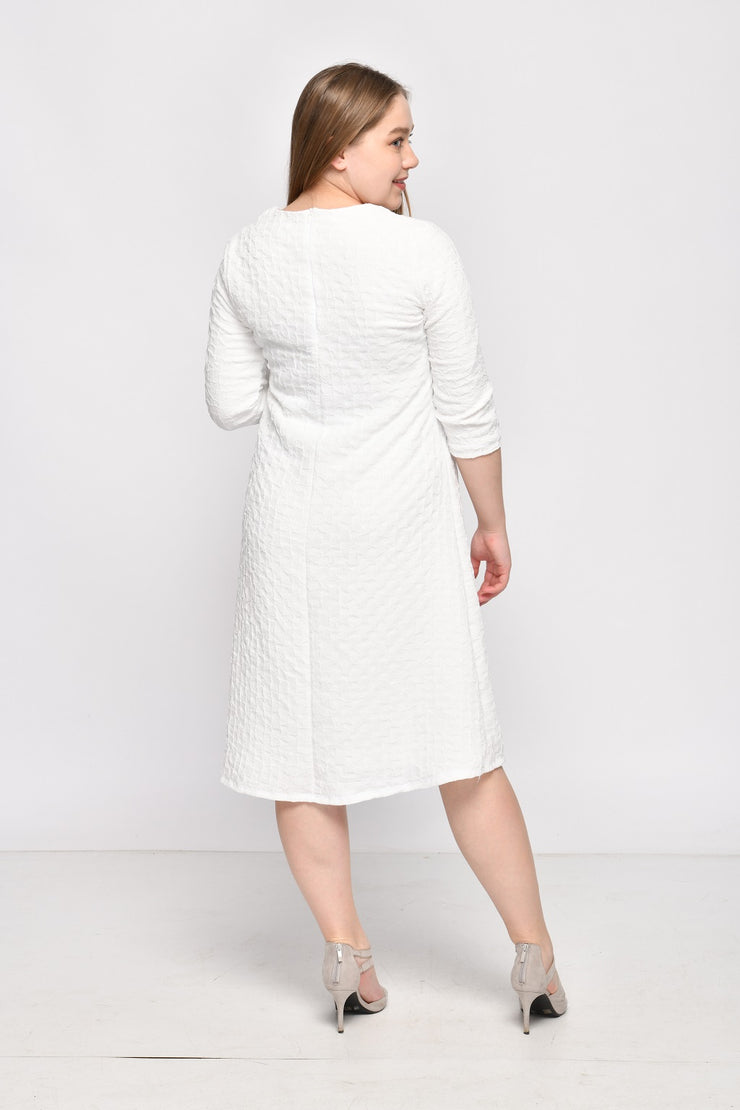 A-Line  Dress - White Jacquard