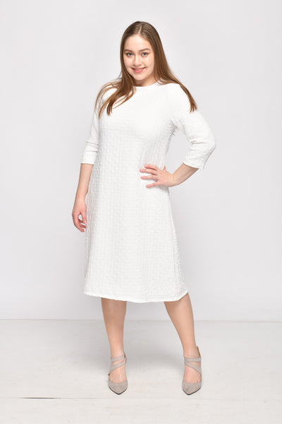 A-Line  Dress - White Jacquard